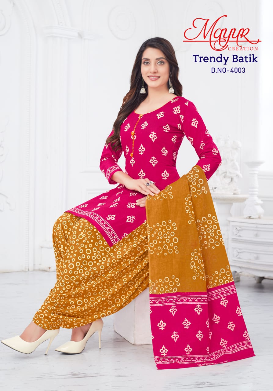 Trendy Batik Vol 4 By Mayur Printed Cotton Dress Material Wholesale Market In Surat